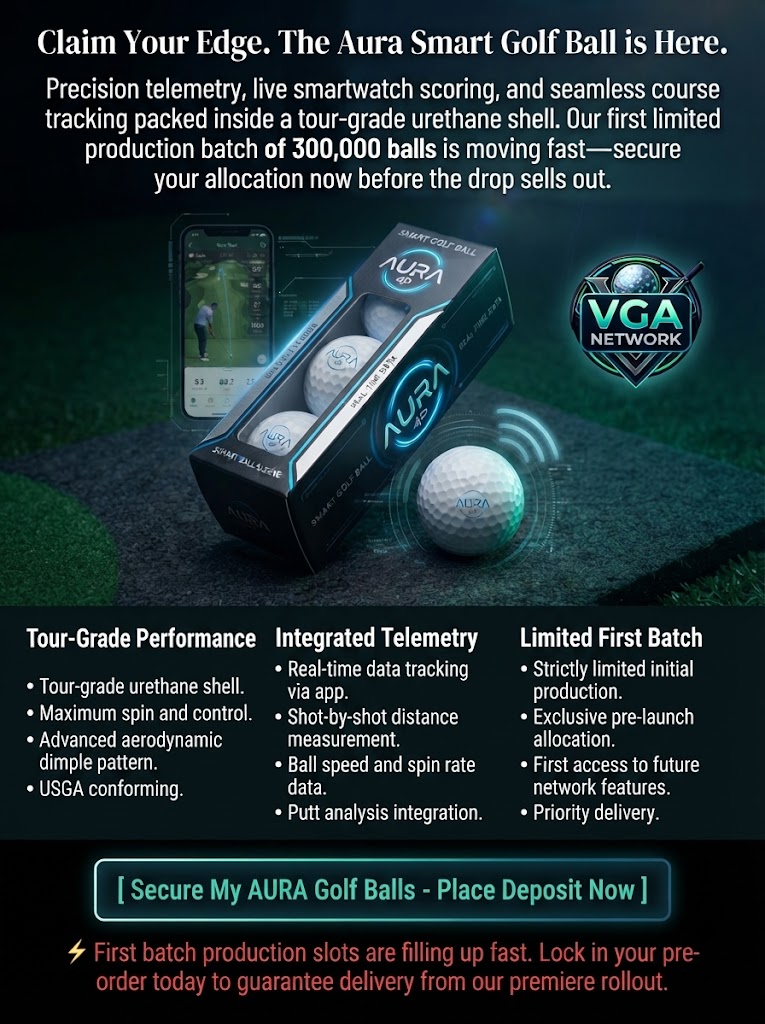 AURA golf ball first-order advertisement supplied by VGA Network